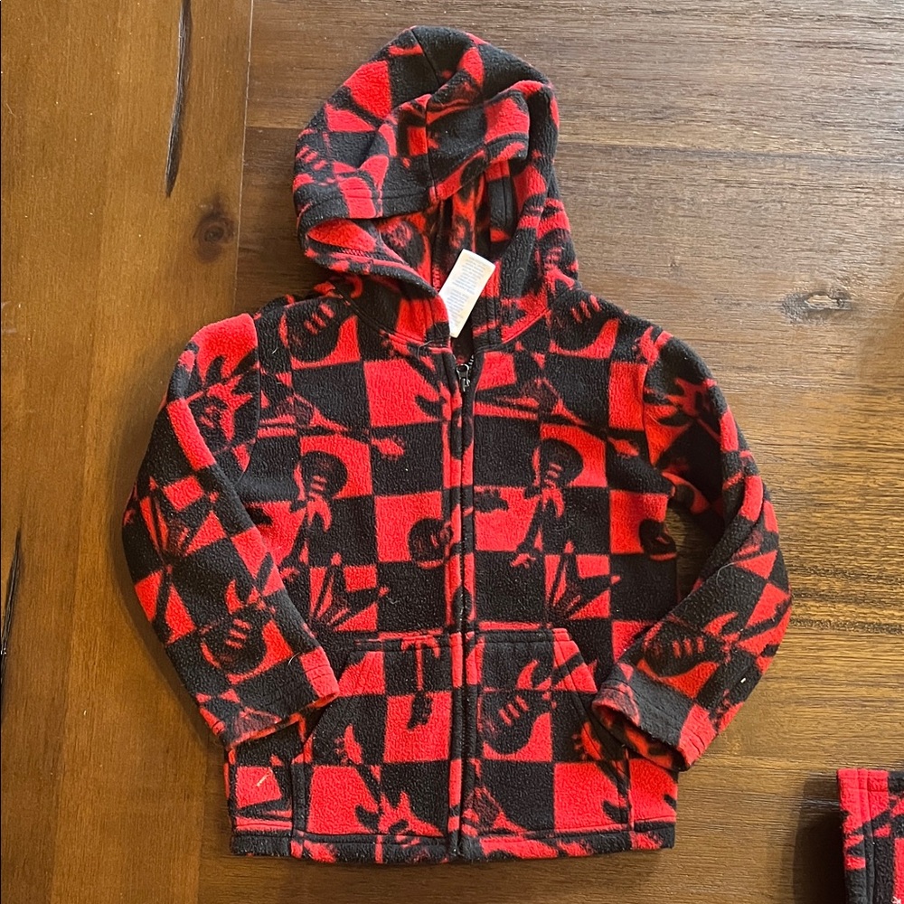 3T Guitar Print Checkered Red and Black Hoodie very good condition